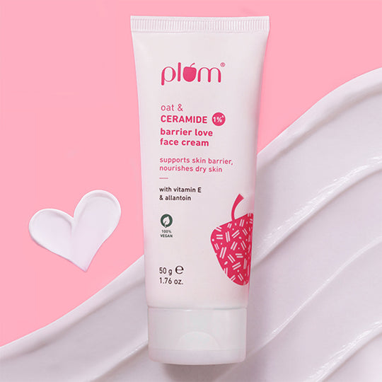 Plum Oat & 1% Ceramide Face Cream for Dry Skin | "3X Lasting Moisturization | Strengthens Skin Barrier | Dermat- Tested, 50g Buy at Indicrest