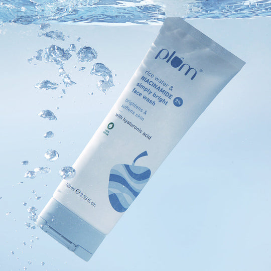 Plum 2% Niacinamide & Rice Water Face Wash | Removes 99% Impurities | Gentle & Non-Drying | Dermat-Tested, 100ml