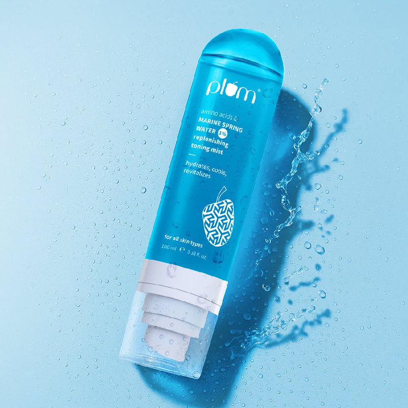 Plum 1% Marine Spring Water Replenishing Toning Mist Spray with Amino Acids | Hydrates, Cools & Revitalizes | With Active Minerals | On-The-Go Soothing Face Mist, 100ml Buy at Indicrest