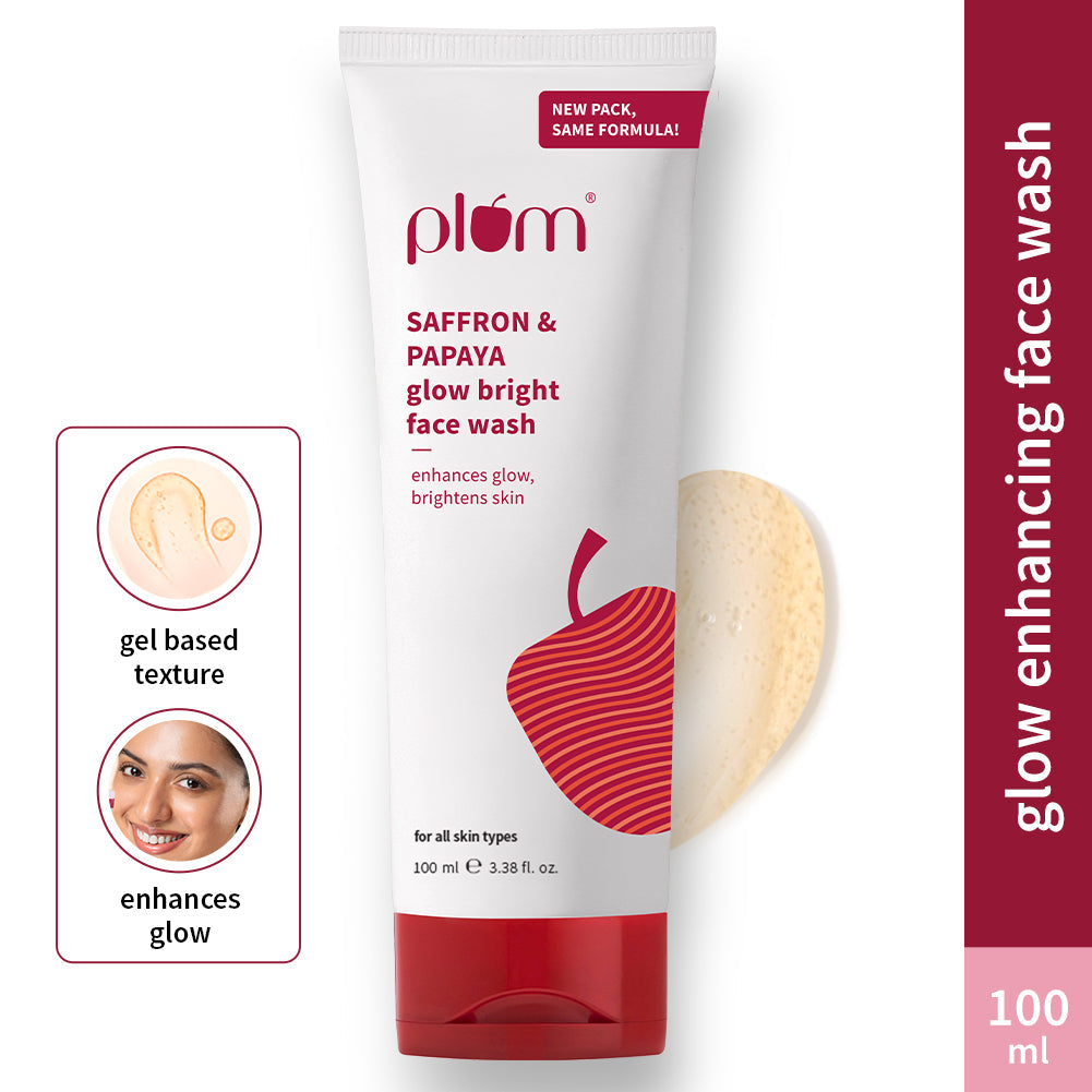 Plum Saffron & Papaya Glow Bright Face Wash | Enhances Glow | Brightens Skin | Gentle & Non-Drying, 100g