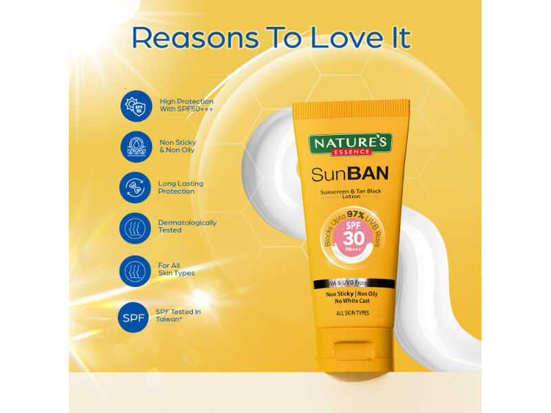Nature's Essence Sunban SPF 30 PA+++ Sunscreen & Tan Block Lotion, 60ml Buy at Indicrest Image 5