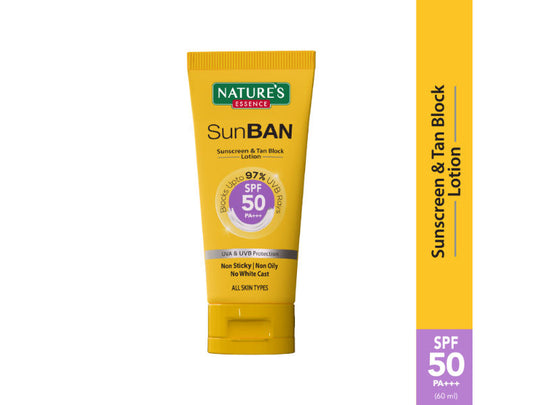 Nature's Essence Sunban SPF 50 PA+++ Sunscreen & Tan Block Lotion, 60ml Buy at Indicrest