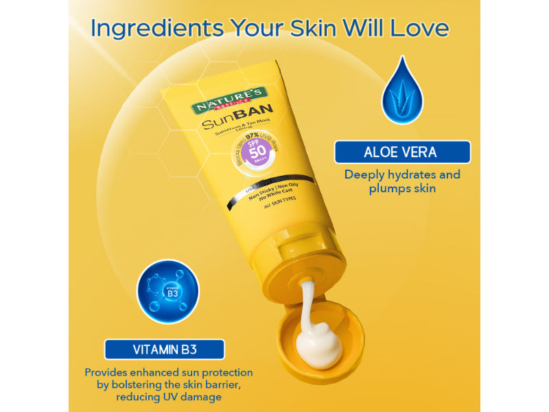 Nature's Essence Sunban SPF 50 PA+++ Sunscreen & Tan Block Lotion, 60ml Buy at Indicrest Image 7