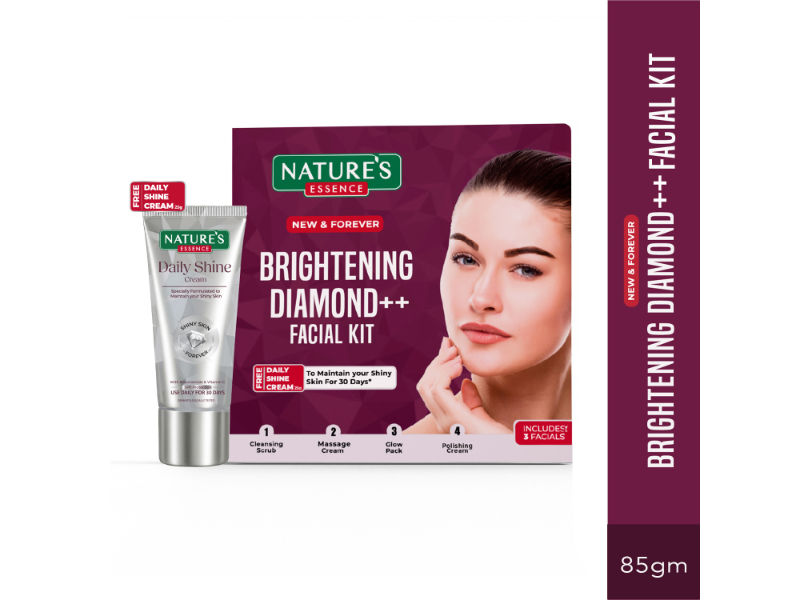 Nature's Essence Brightening Diamond Facial Kit For 3 Uses With Free Daily Shine Cream, 60g+50ml Buy at Indicrest