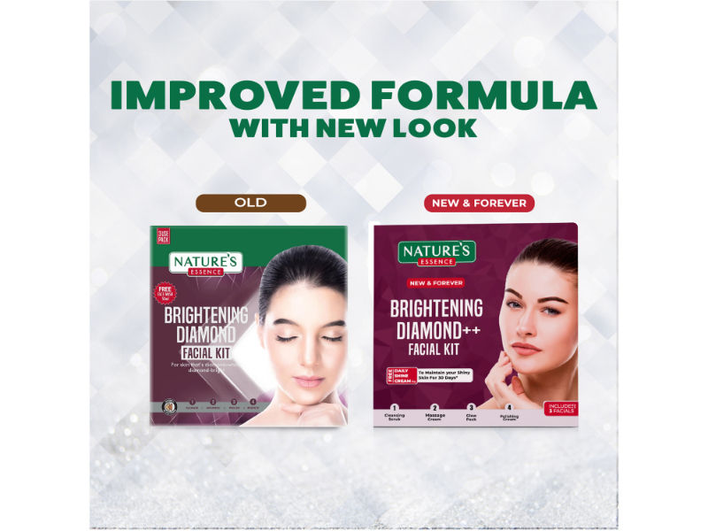Nature's Essence Brightening Diamond Facial Kit For 3 Uses With Free Daily Shine Cream, 60g+50ml Buy at Indicrest Image 3