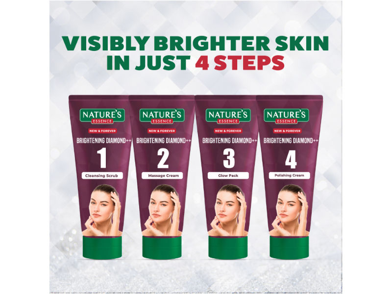Nature's Essence Brightening Diamond Facial Kit For 3 Uses With Free Daily Shine Cream, 60g+50ml Buy at Indicrest Image 4