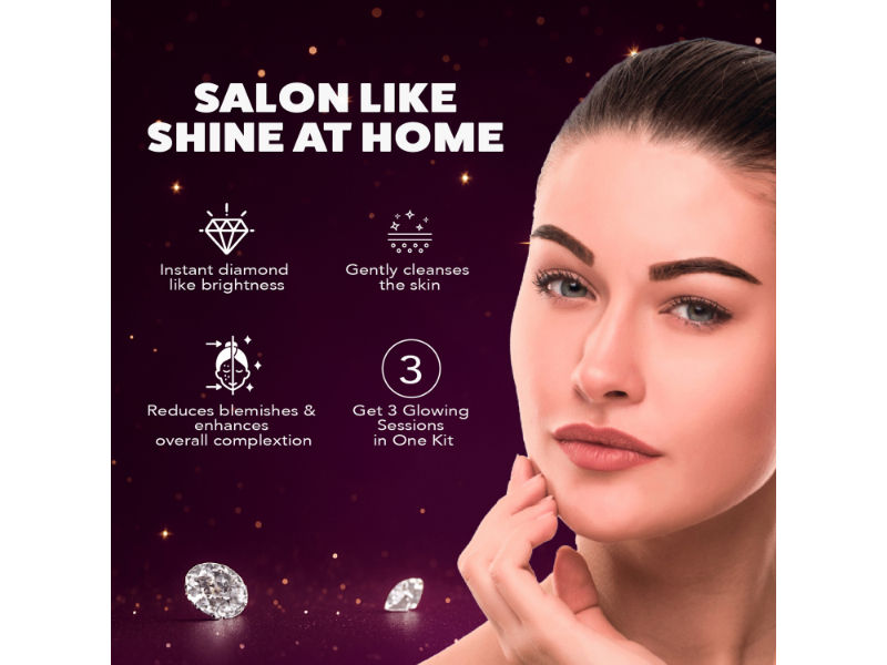 Nature's Essence Brightening Diamond Facial Kit For 3 Uses With Free Daily Shine Cream, 60g+50ml Buy at Indicrest Image 6