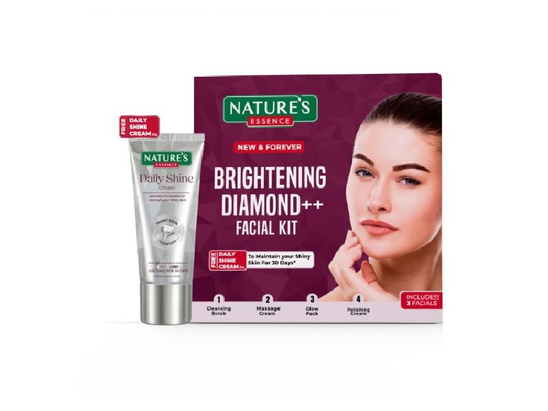 Nature's Essence Brightening Diamond Facial Kit For 3 Uses With Free Daily Shine Cream, 60g+50ml Buy at Indicrest Image 9