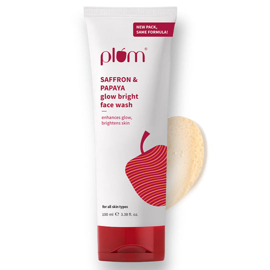 Plum Saffron & Papaya Glow Bright Face Wash | Enhances Glow | Brightens Skin | Gentle & Non-Drying, 100g Buy at Indicrest