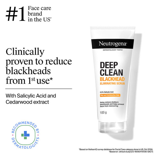 Neutrogena Deep Clean Blackhead Eliminating Face Scrub & Exfoliator with Salicylic Acid, 100g