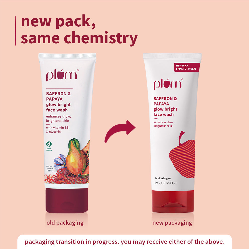 Plum Saffron & Papaya Glow Bright Face Wash | Enhances Glow | Brightens Skin | Gentle & Non-Drying, 100g
