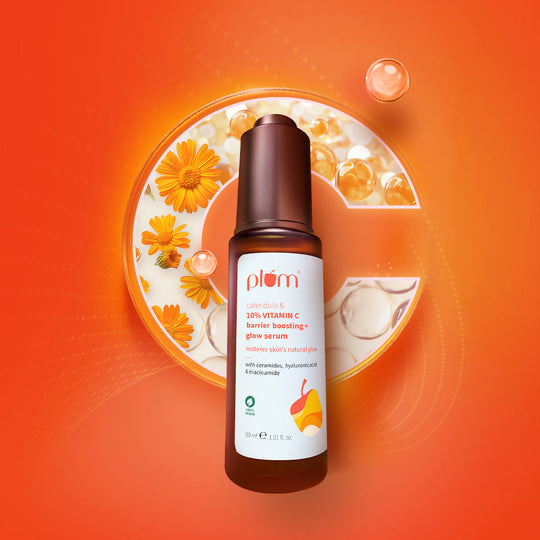 Plum 10% Vitamin C Barrier Boosting + Glow Serum with Calendula | Boosts Glow From 1st Use | Fades Dark Spots In 14 Days | Dermat-Tested, 30ml Buy at Indicrest