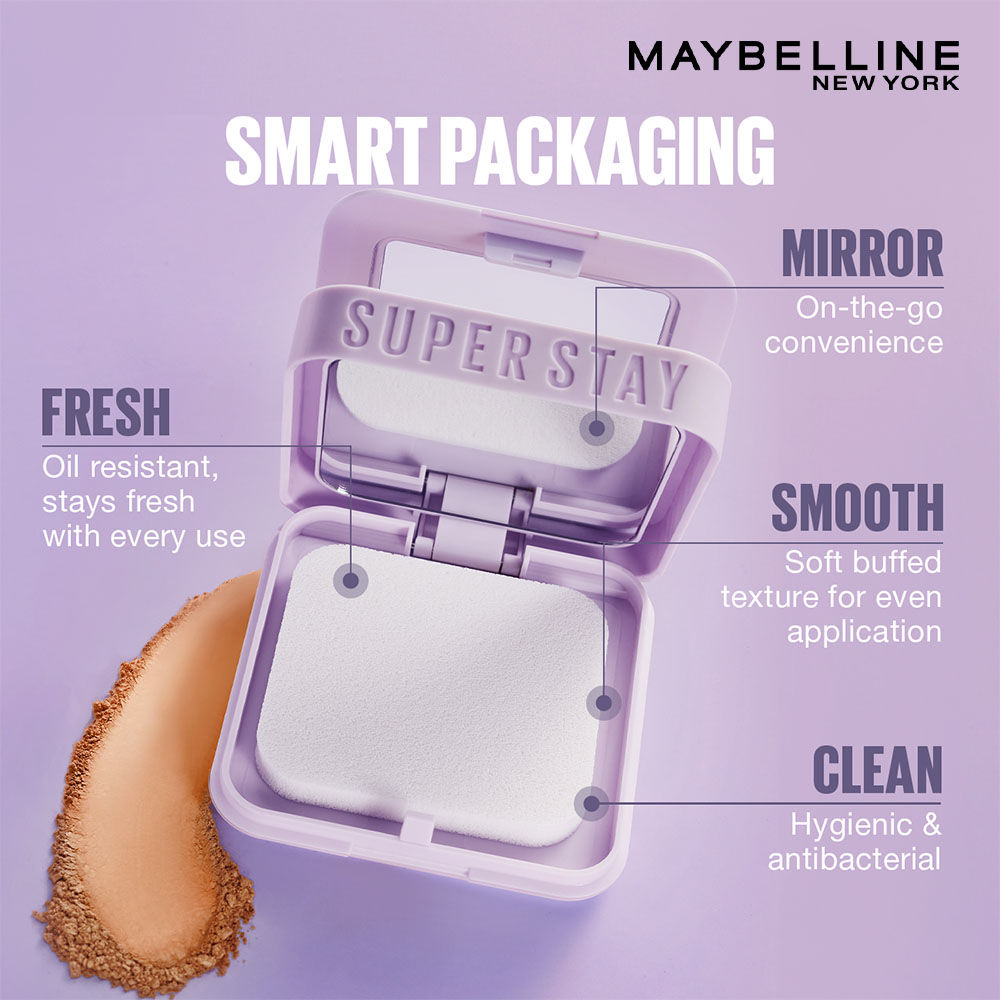 Maybelline New York Super Stay Flex Powder Foundation Compact-30H Full Cover-for Oily Skin - 128, 9g Buy at Indicrest Image 7