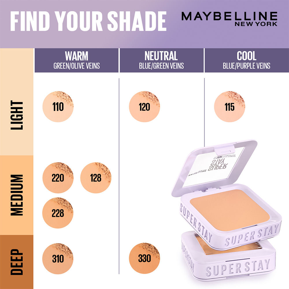 Maybelline New York Super Stay Flex Powder Foundation Compact-30H Full Cover-for Oily Skin - 128, 9g Buy at Indicrest Image 8