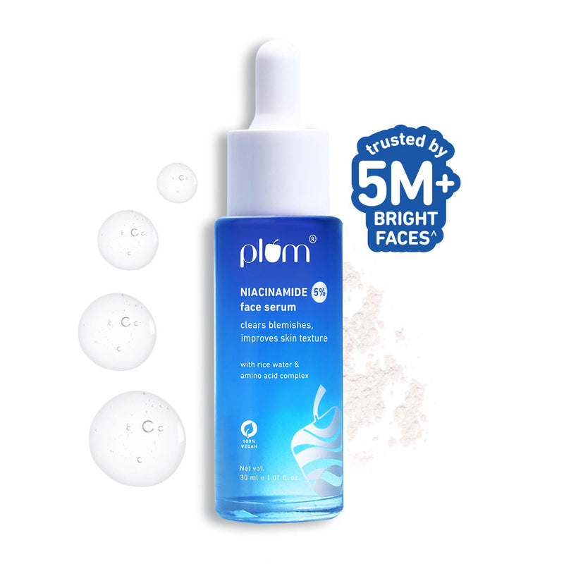 Plum 5% Niacinamide & Rice Water Brightening Face Serum | Brightens Skin | Improves Skin Texture for Women & Men | All Skin Types, 30ml Buy at Indicrest