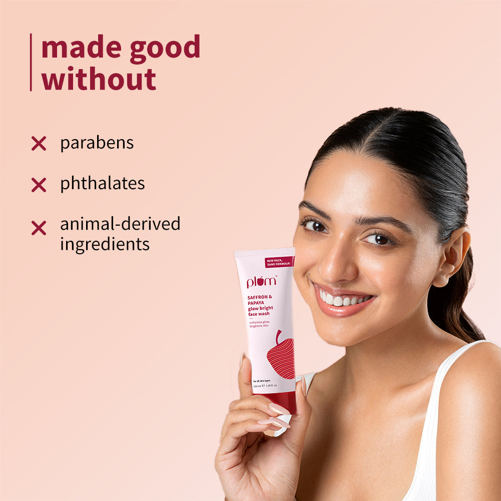 Plum Saffron & Papaya Glow Bright Face Wash | Enhances Glow | Brightens Skin | Gentle & Non-Drying, 100g