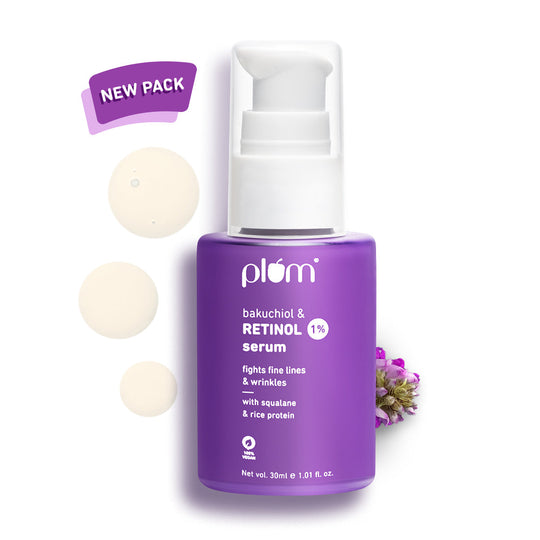 Plum 1% Retinol Serum for Face with Bakuchiol | Reduces Fine Lines & Wrinkles | Boosts Collagen, 30ml Buy at Indicrest