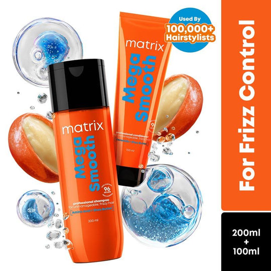 Matrix Mega Smooth Shampoo, 200ml & Conditioner, 100ml Combo, Defy Frizz For 4 Days For All Hair Type, Paraben-free Buy at Indicrest