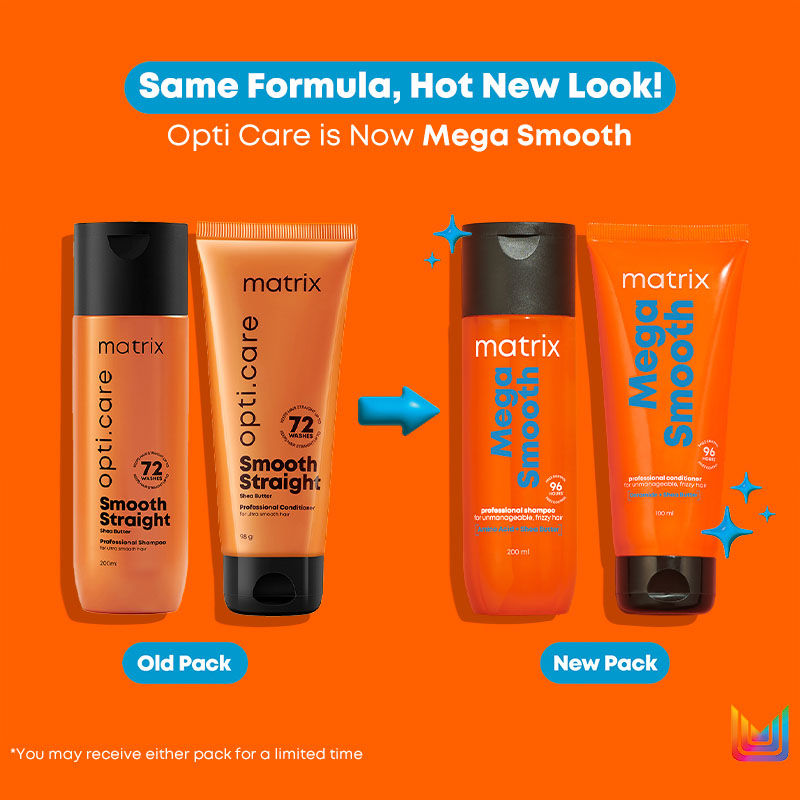Matrix Mega Smooth Shampoo, 350ml & Conditioner, 200ml Combo, Defy Frizz For 4 Days, For All Hair Type, Paraben-Free Buy at Indicrest Image 2