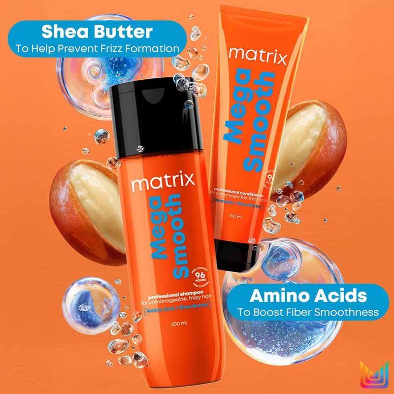 Matrix Mega Smooth Shampoo, 350ml & Conditioner, 200ml Combo, Defy Frizz For 4 Days, For All Hair Type, Paraben-Free Buy at Indicrest Image 6