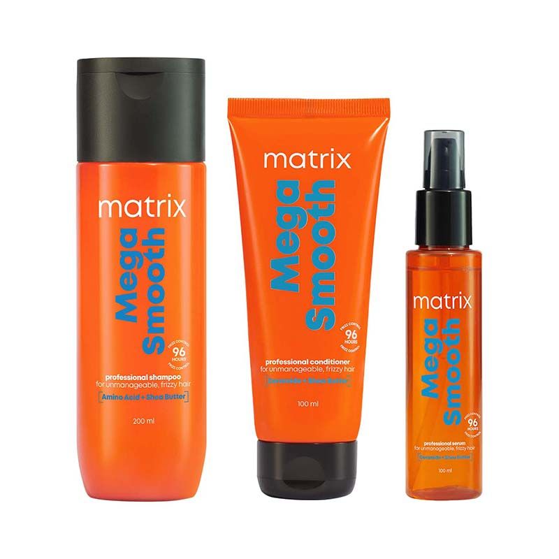 Matrix Mega Smooth Shampoo, 200ml, Conditioner, 100ml & Serum, 100ml Combo, Defy Frizz For 4 Days, For All Hair Types Buy at Indicrest Image 11