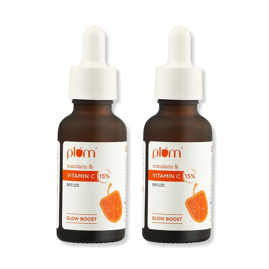 Plum 15% Vitamin C Serum with Mandarin for glowing skin | Boosts Glow & Fades Dark Spots In 2 Weeks | Dermat-Tested, 30ml x 2