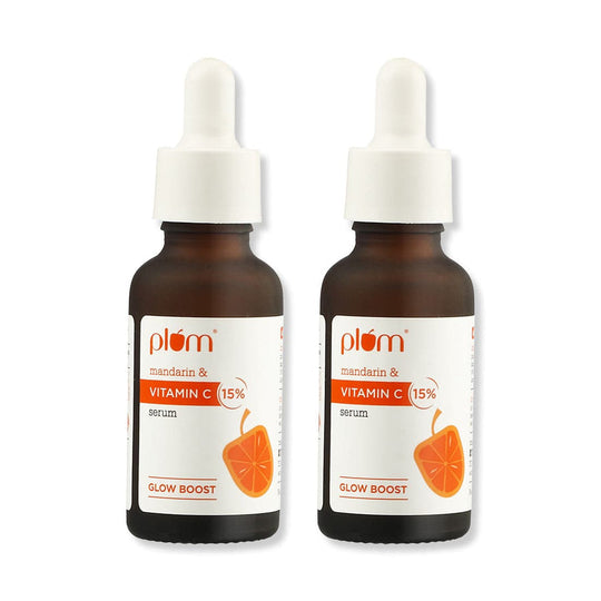 Plum 15% Vitamin C Serum with Mandarin for glowing skin | Boosts Glow & Fades Dark Spots In 2 Weeks | Dermat-Tested, 30ml x 2 Buy at Indicrest