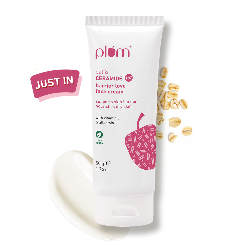 Plum Oat & 1% Ceramide Face Cream for Dry Skin | "3X Lasting Moisturization | Strengthens Skin Barrier | Dermat- Tested, 50g