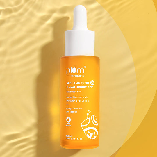Plum 2% Alpha Arbutin & Hyaluronic Acid Tan Fading Face Serum | Reduces Tan In 14 Days |Suitable For Sensitive Skin | Dermat-Tested, 30ml Buy at Indicrest