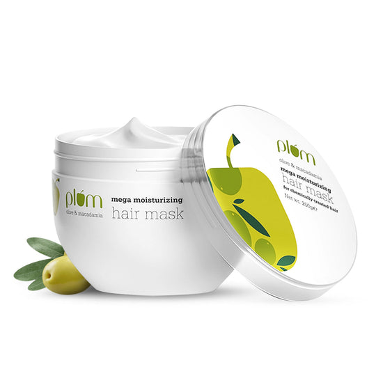 Plum Olive & Macadamia Mega Moisturizing Hair Mask | Repairs Damage | Smoothens Hair, 250g Buy at Indicrest