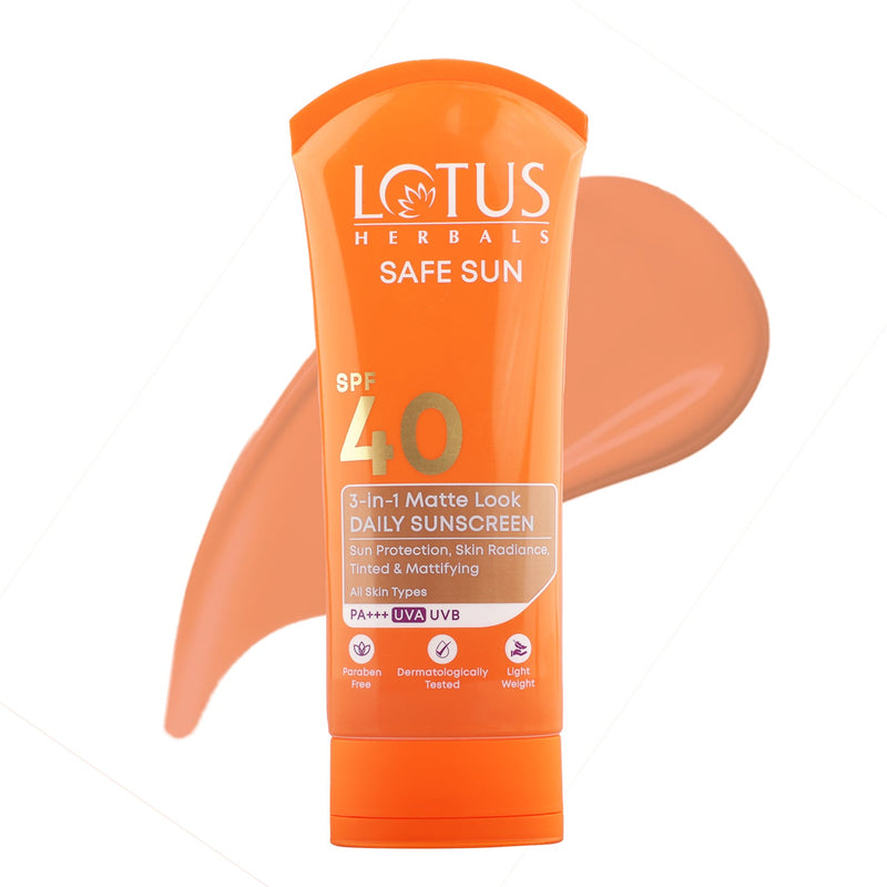 Lotus Herbals Safe Sun 3 In 1 Matte-Look Daily Sunscreen SPF 40 PA+++, 100g