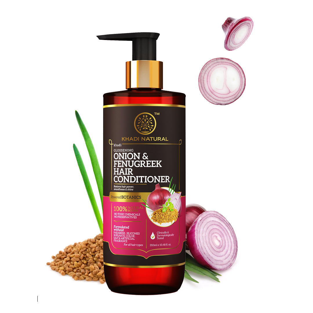 Khadi Natural Onion & Fenugreek Hair Conditioner - Paraben, Silicones, Sulphate, Color, Salt & Artificial Fragrance Free - 310ml - Image 5 - Buy from Indicrest