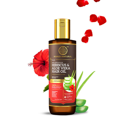 Khadi Natural Hibiscus & Aloe Vera Hair Oil - Mineral Oil, Silicones, Synthetic Fragrance Free - 200ml - Buy from Indicrest