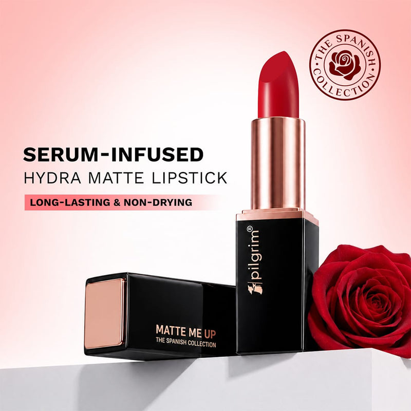 pilgrim matte me up serum bullet lipstick untamed red 22   Buy from Indicrest