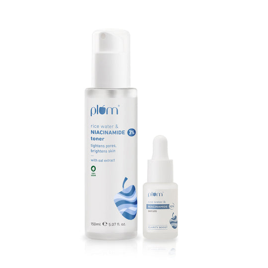 Plum Niacinamide Blemish Fading Duo | With Toner & Serum | Brightens & Fades Blemishes | All Skin Types | 100% Vegan | For Bright Skin | Fades Blemishes & Smoothens Buy at Indicrest