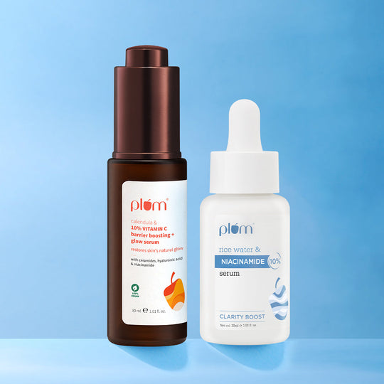 Plum Everyday Glow Bright Serum Combo with 10% Vitamin C Serum & 10% Niacinamide Serum | Boosts Glow | Brightens Skin | Fades Spots | Strengthens Barrier Buy at Indicrest