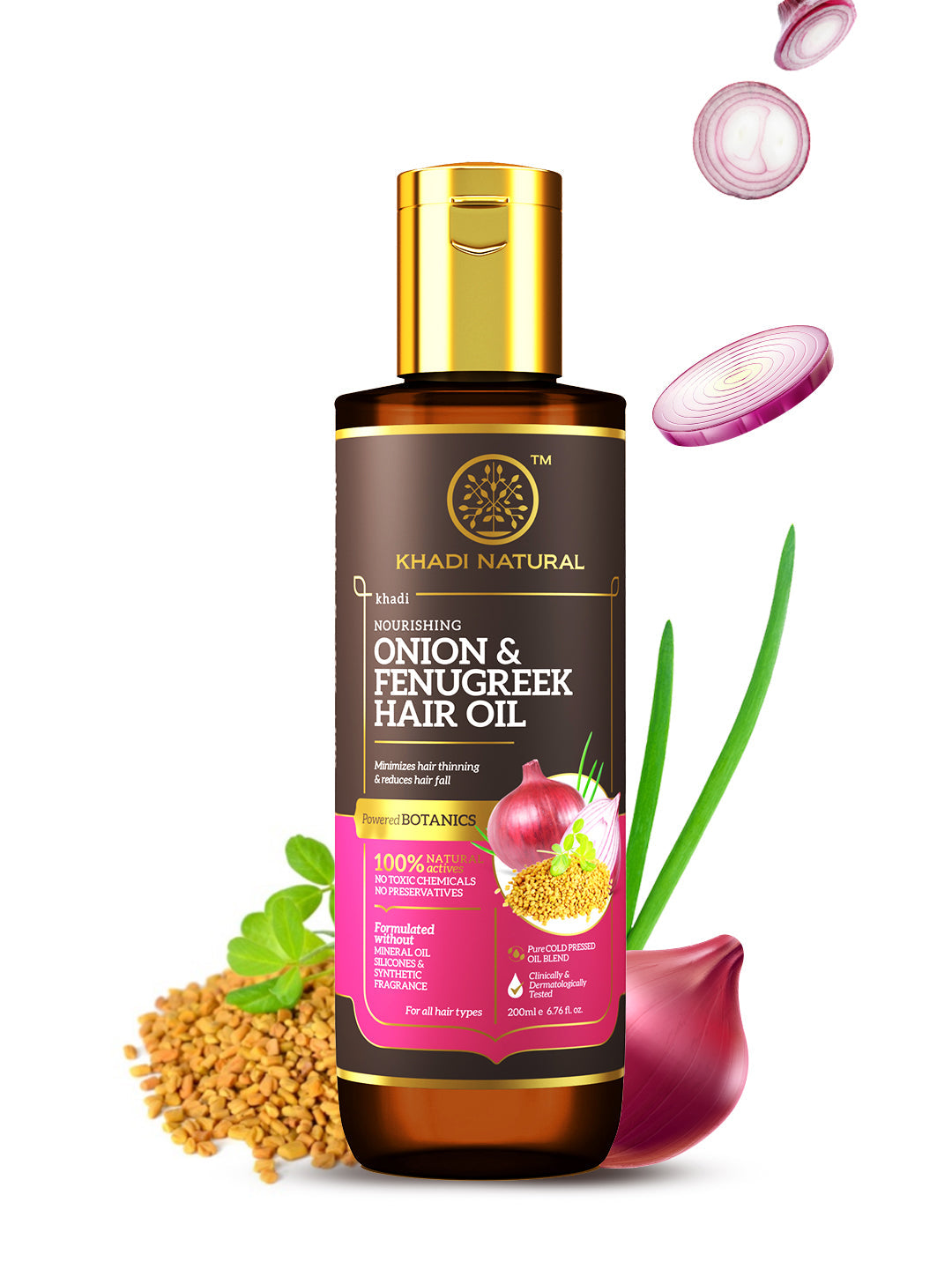 Khadi Natural Onion & Fenugreek Hair Oil - Mineral Oil, Silicones, Synthetic Fragrance Free - 200ml - Image 10 - Buy from Indicrest