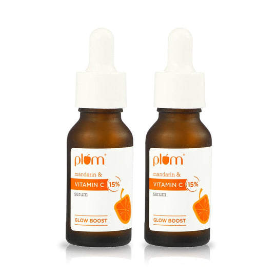 Plum 15% Vitamin C Serum with Mandarin for glowing skin | Boosts Glow & Fades Dark Spots In 2 Weeks | Dermat-Tested, 20ml x 2 Buy at Indicrest