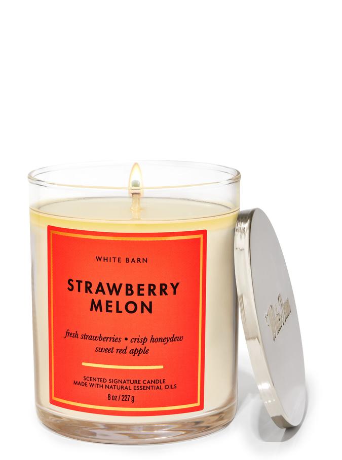Bath & Body Works Strawberry Melon Signature Single Wick Candle, 227 g / 8 oz