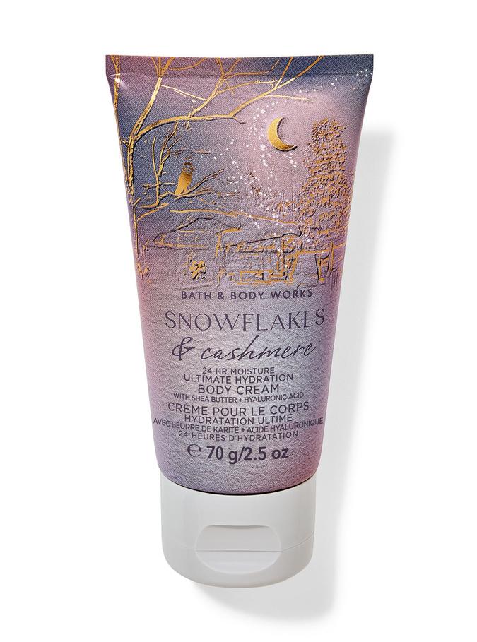 Bath & Body Works Snowflakes & Cashmere Travel Size Ultimate Hydration Body Cream, 70 g / 2.5 oz