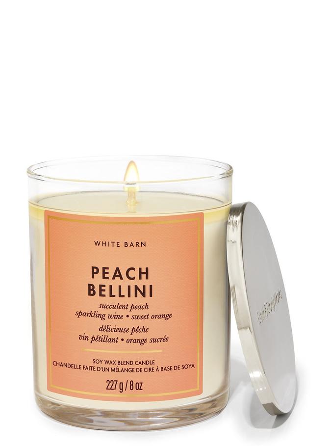 Bath & Body Works Peach Bellini Single Wick Candle, 227 g / 8 oz