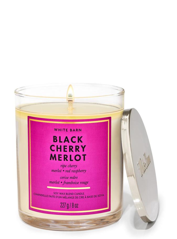 Bath & Body Works Black Cherry Merlot Single Wick Candle, 227 g / 8 oz