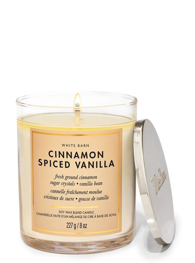 Bath & Body Works Cinnamon Spiced Vanilla Single Wick Candle, 227g / 8 oz