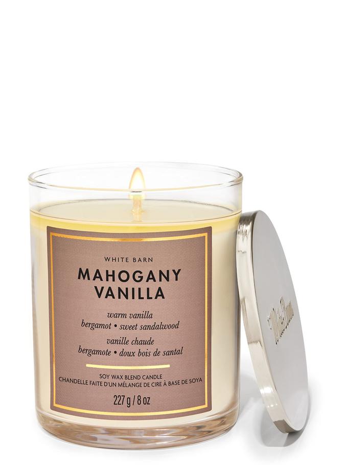 Bath & Body Works Mahogany Vanilla Single Wick Candle, 227 g / 8 oz
