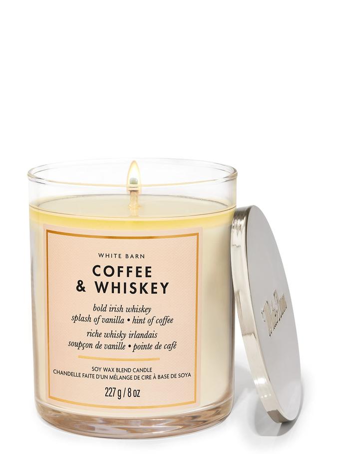 Bath & Body Works Coffee & Whiskey Single Wick Candle, 227 g / 8 oz