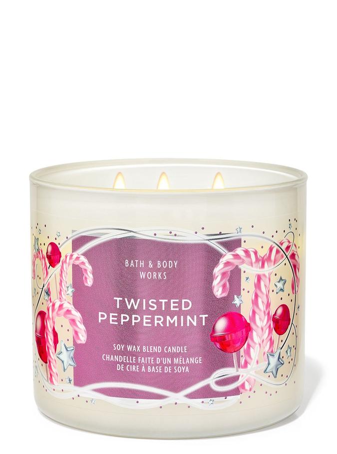 Bath & Body Works Twisted Peppermint 3-Wick Candle, 411 g/14.5 oz