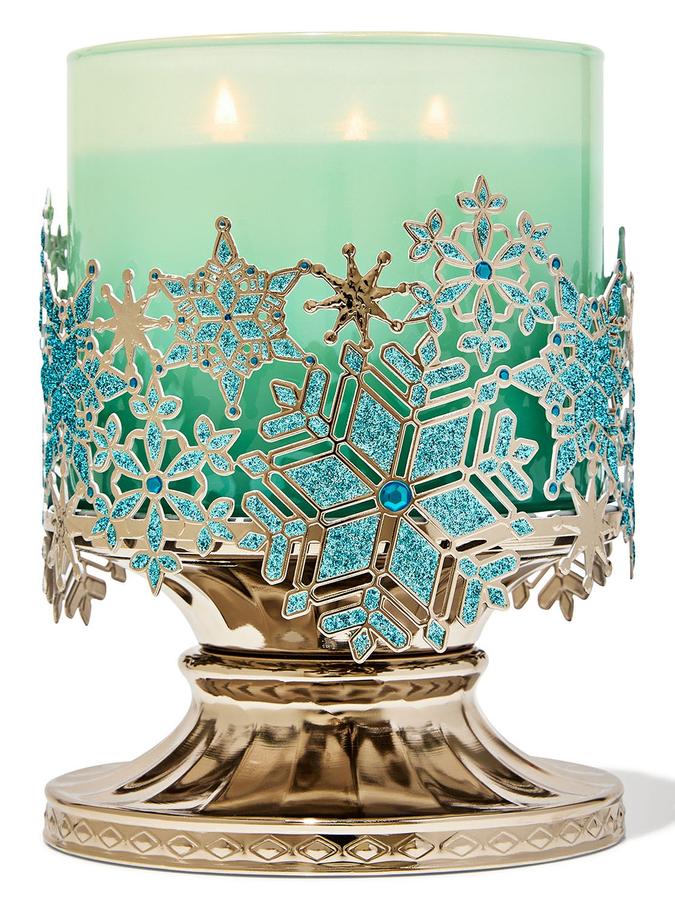 Bath & Body Works Stained Glass Snowflakes 3-Wick Candle Holder, 1 pcs