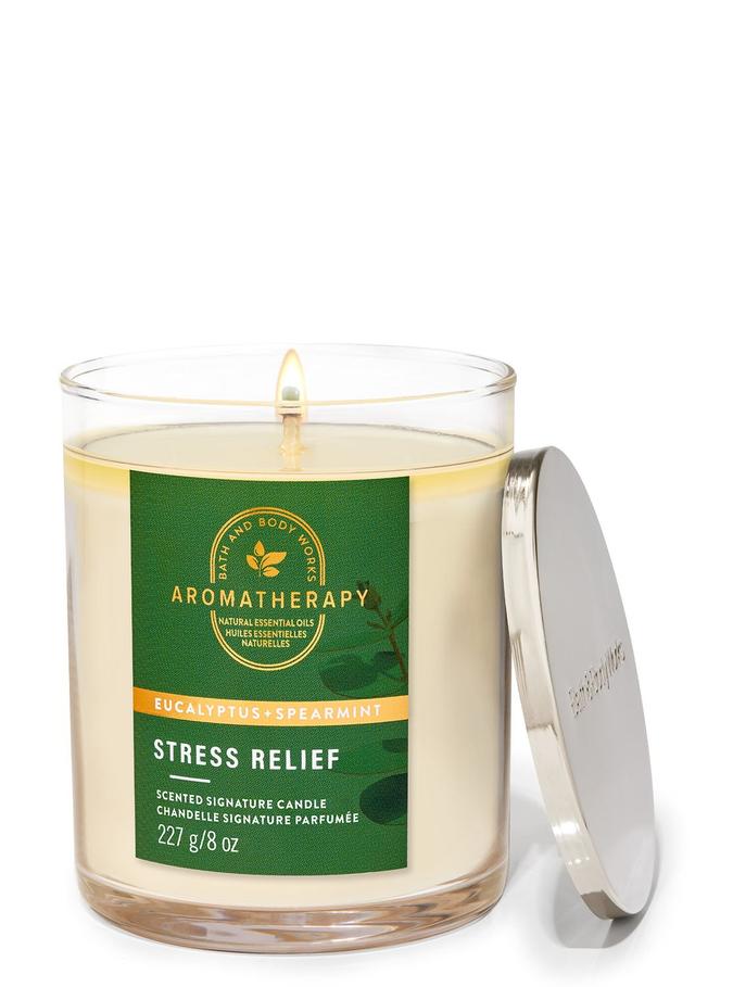 Bath & Body Works Eucalyptus Spearmint Single Wick Candle, 227 g / 8 oz