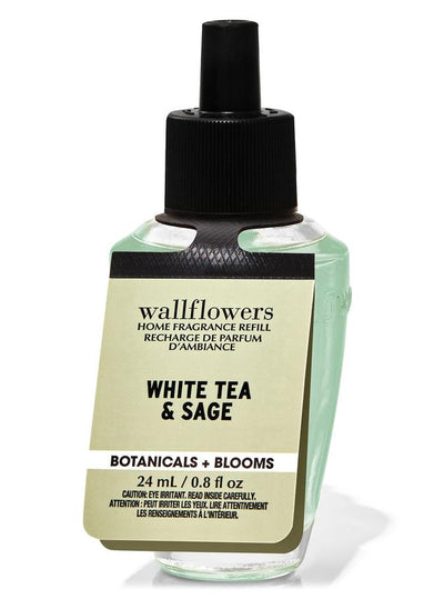 Bath & Body Works White Tea & Sage Wallflowers Fragrance Refill, 24 ml / 0.8 fl oz
