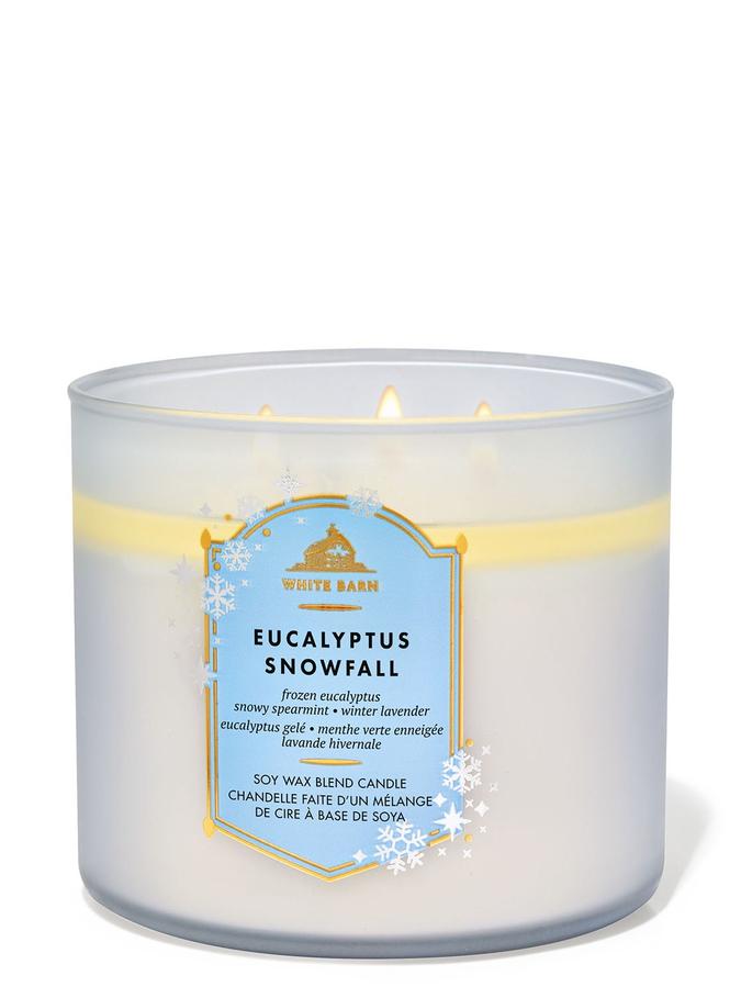Bath & Body Works Eucalyptus Snowfall 3-Wick Candle, 411 g/14.5 oz